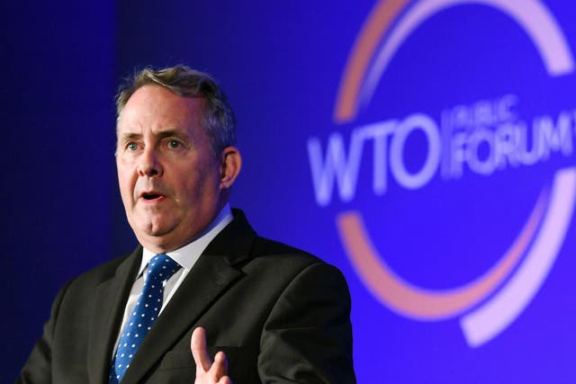 Liam Fox, among those tipped to become the new secretary-general, speaks during a session of the World Trade Organisation in September 2016