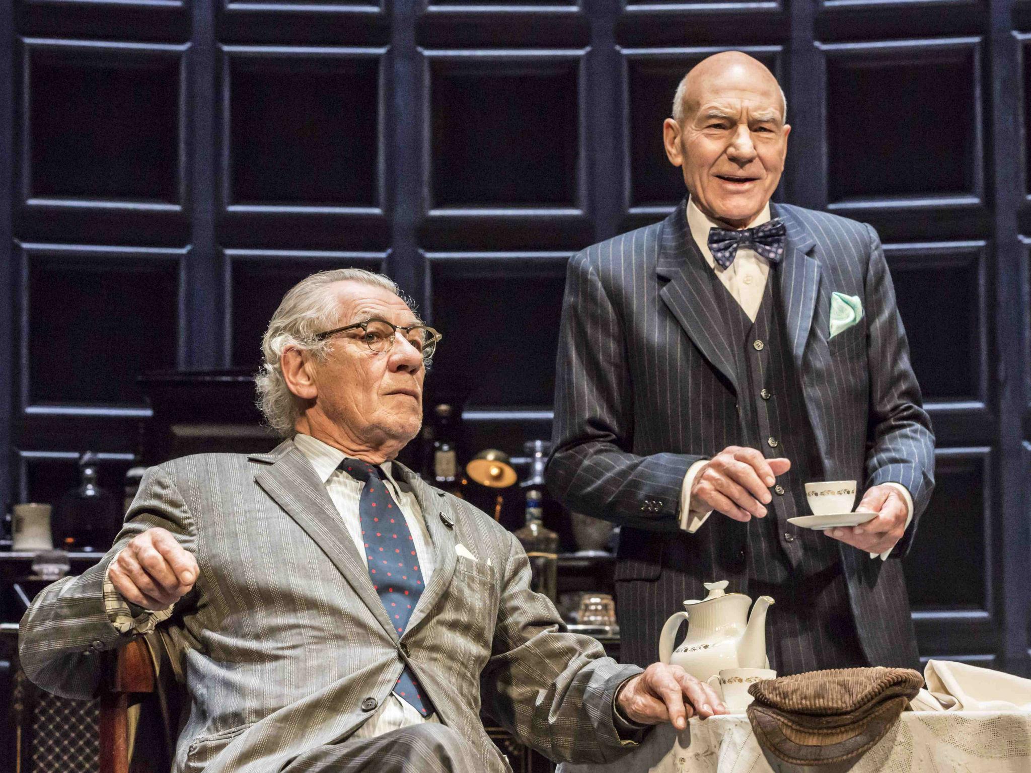 Ian McKellan as Spooner and Patrick Stewart as Hirst in ‘No Man's Land’ at Wyndham's Theatre, which will be screened in cinemas