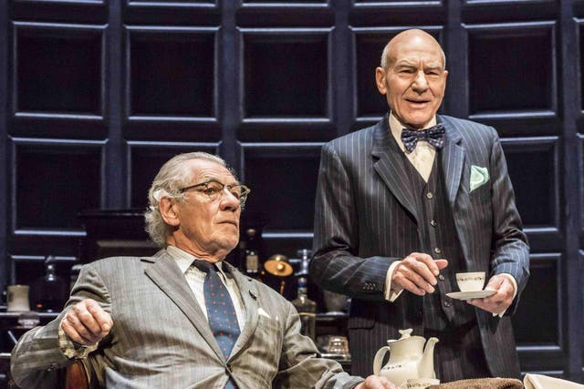 Ian McKellan as Spooner and Patrick Stewart as Hirst in ‘No Man's Land’ at Wyndham's Theatre, which will be screened in cinemas