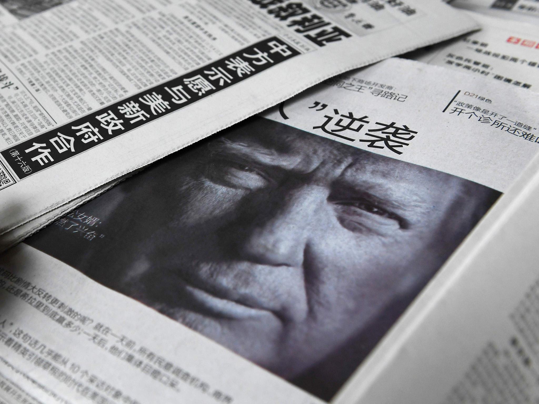 Donald Trmp on the front page of a Chinese newspaper in November