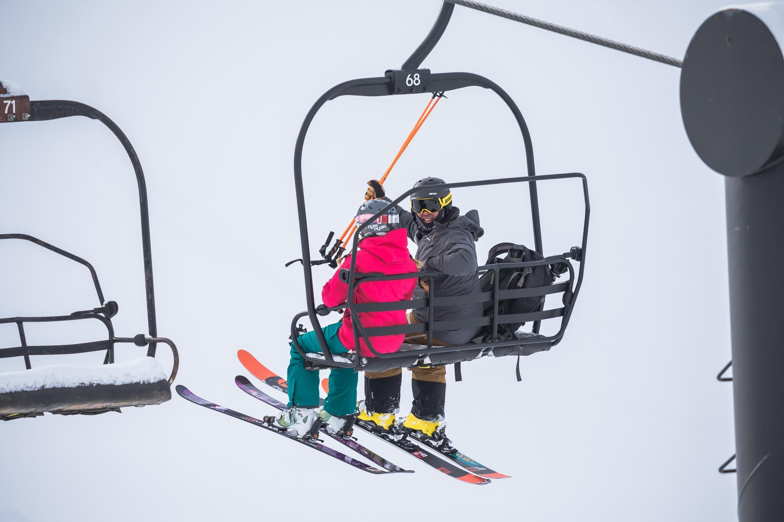 Taking the ski lift at Cherry Peak (Chris Pearson/Ski Utah)