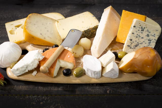 A selection of cheeses, which are high in saturated fat