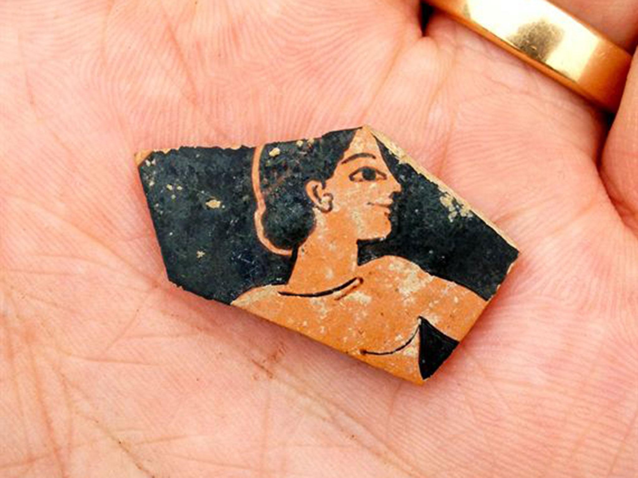 A fragment of red-figure pottery from the late 6th century BC