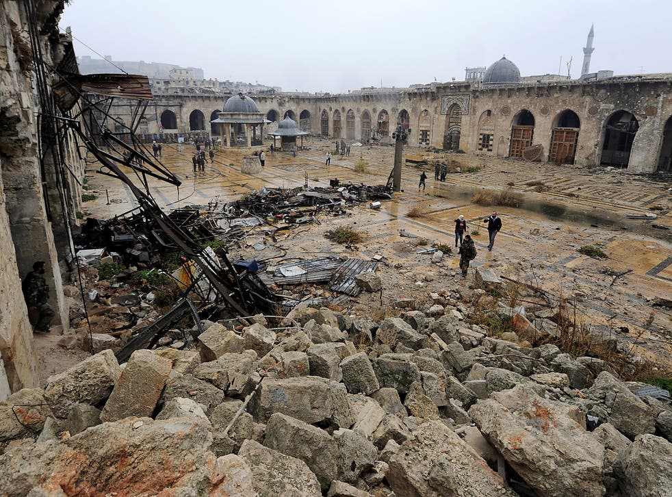 The siege has left much of Aleppo in ruins, including the Umayyad mosque
