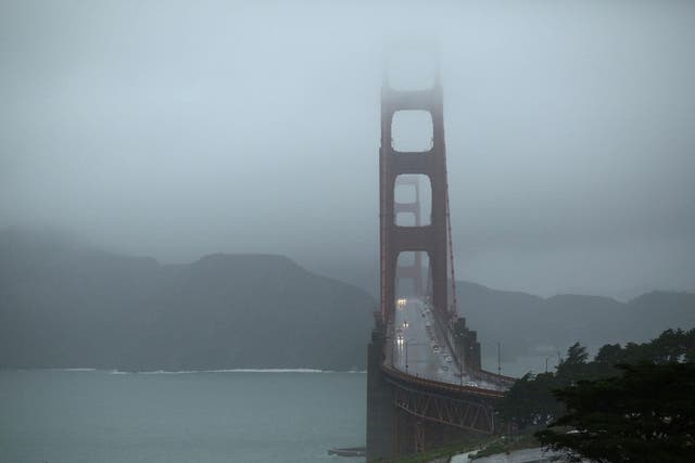A rainy day at San Francisco Bay where atmospheric rivers dumped so much water it kill off thousands of oysters