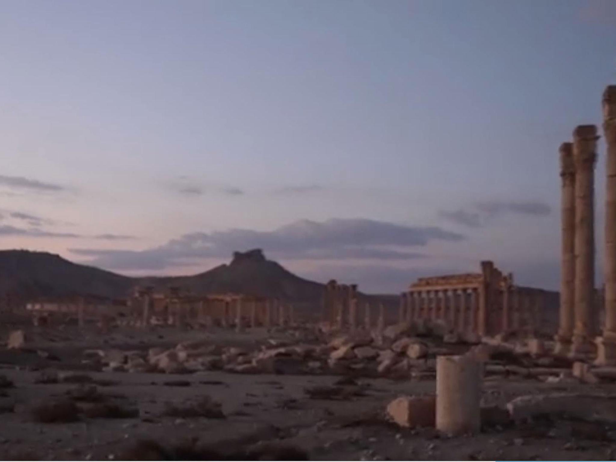 The ancient city of Palmyra shown in an Isis propaganda video after the group recaptured the city on 10 December