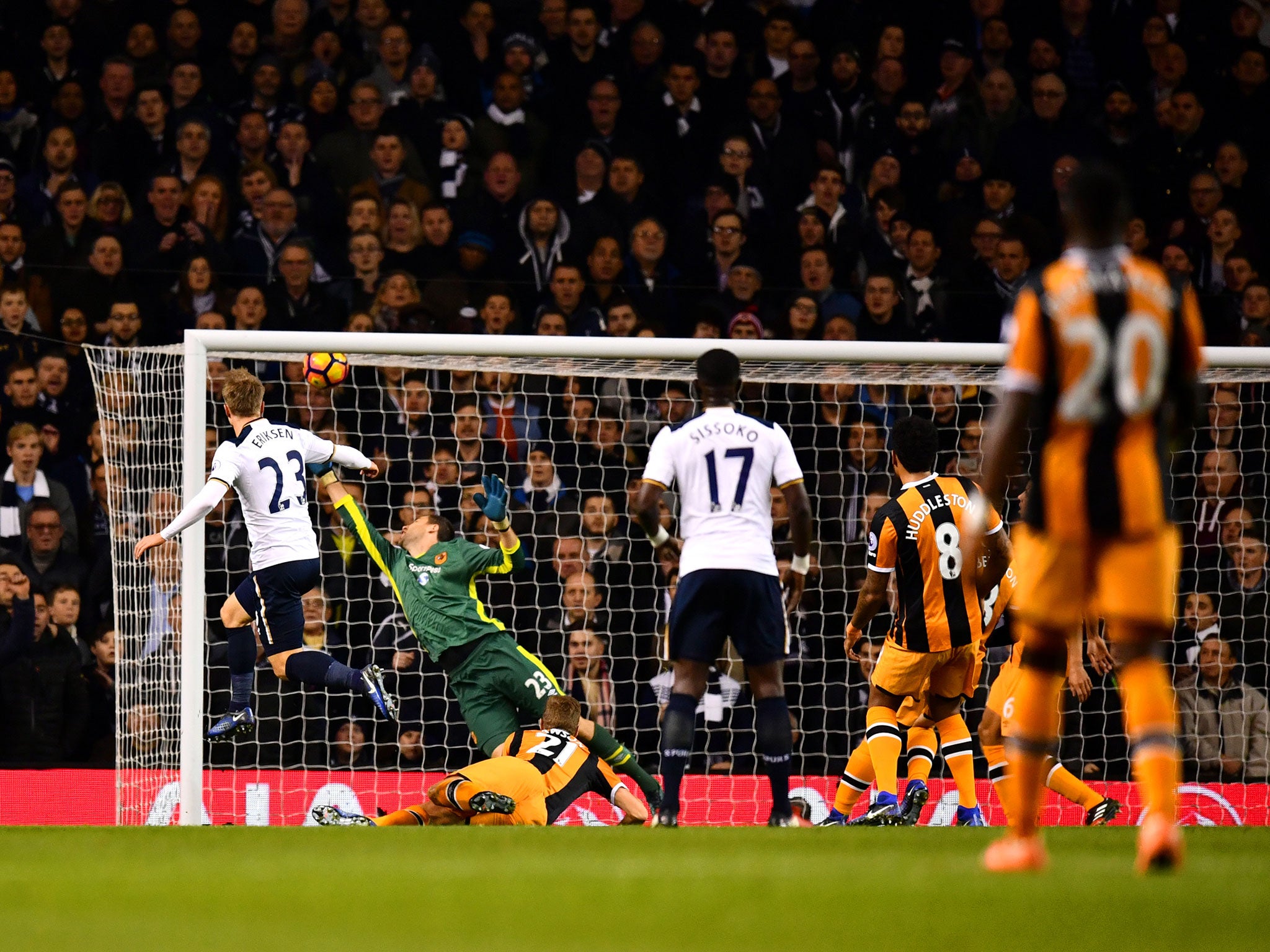 Eriksen scores his first goal for Tottenham