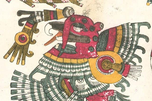 The Mexica deity Jade Turkey (Chalchiuhtotolin), from the Codex Borgia, c.1300