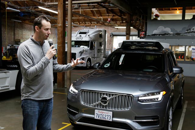 Anthony Levandowski, head of Uber's self-driving programme, speaks about their driverless car in San Francisco