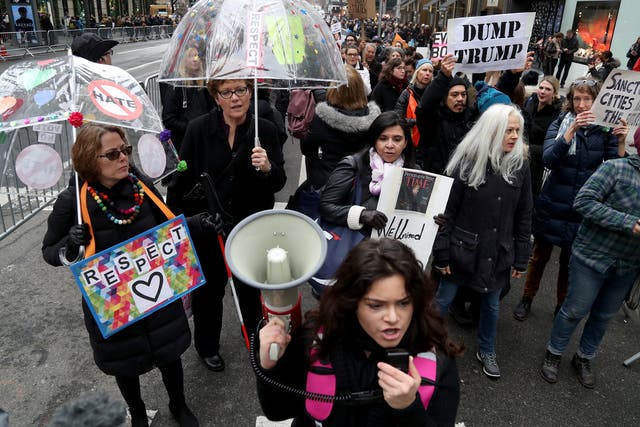 People in New York protest Donald Trump