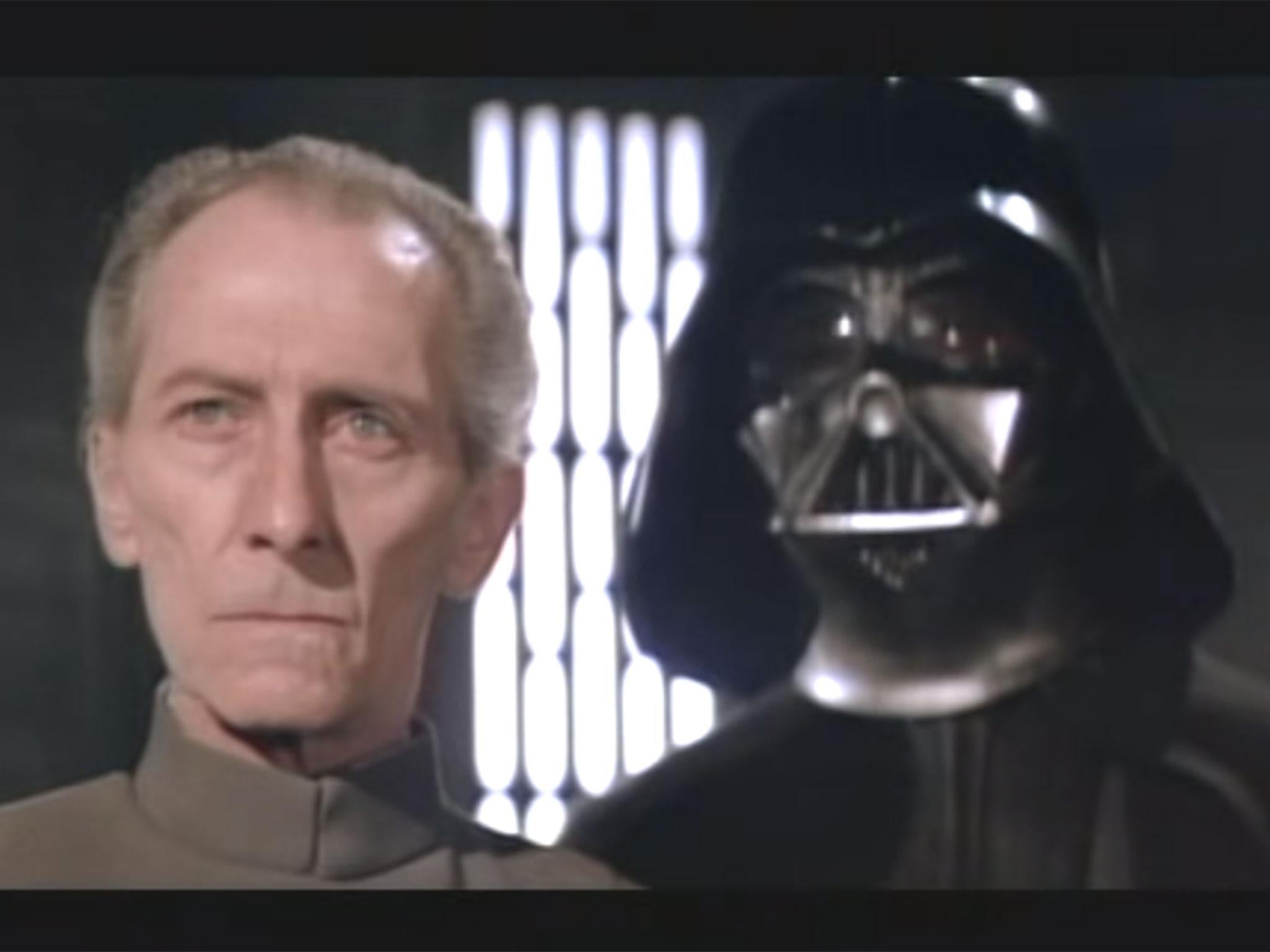 Peter Cushing played Grand Moff Tarkin as Commander of the Death Star in the first Star Wars film
