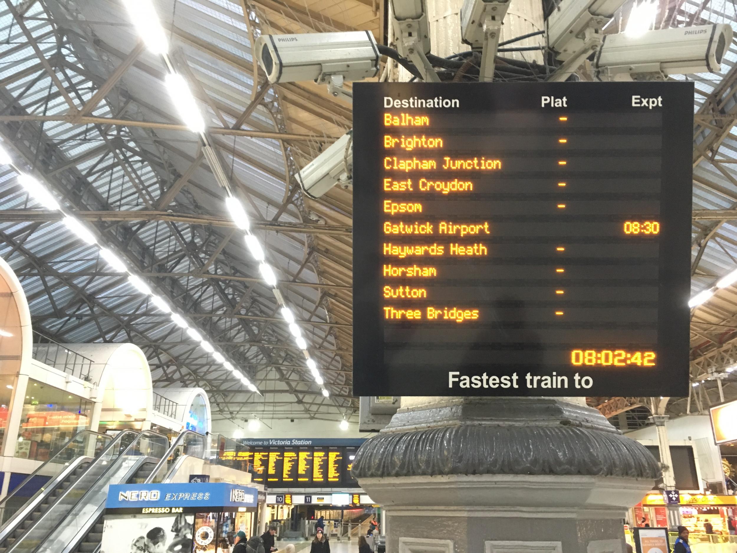 Express yourself: the only trains running on the main line south from London Victoria are to Gatwick