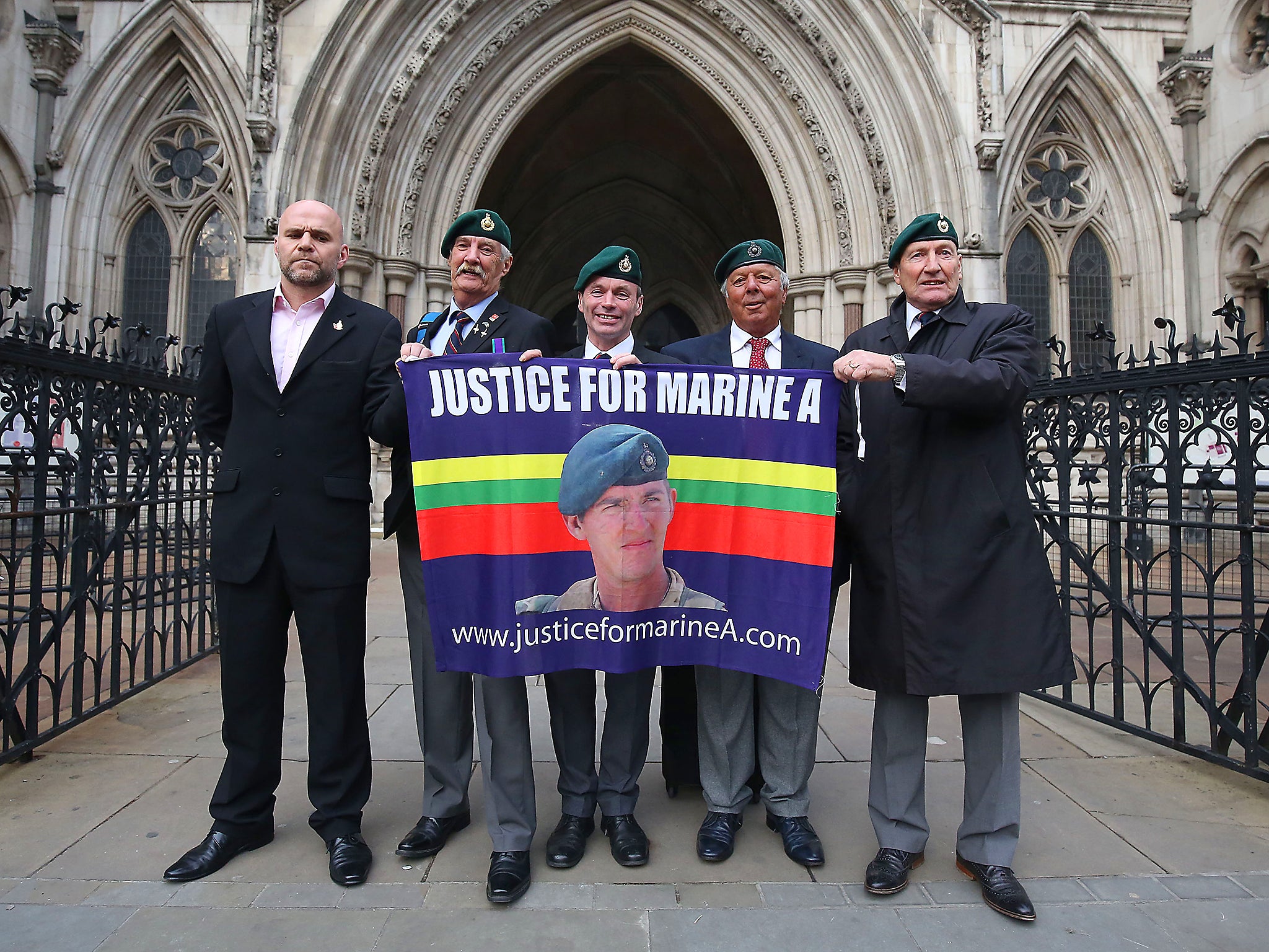 &#13;
Supporters of Sergeant Alexander Blackman outside the Royal Courts of Justice in London in 2016 &#13;