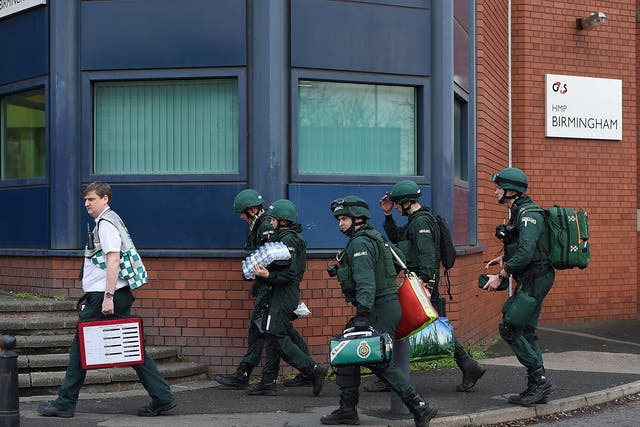 Paramedics entering HMP Birmingham during the 2016 riot