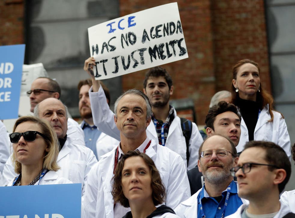 Scientists hold a rally in support of research about climate change at an American Geophysical Union meeting in San Francisco