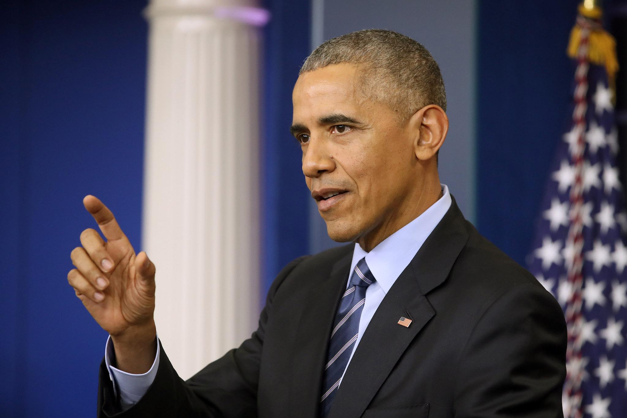 U.S. President Barack Obama answers questions during a news conference in the Brady Press Breifing Room at the White House December 16, 2016 in Washington, DC. In what could be the last press conference of his presidency, afterwards Obama will be leaving for his annual family vacation in Hawaii