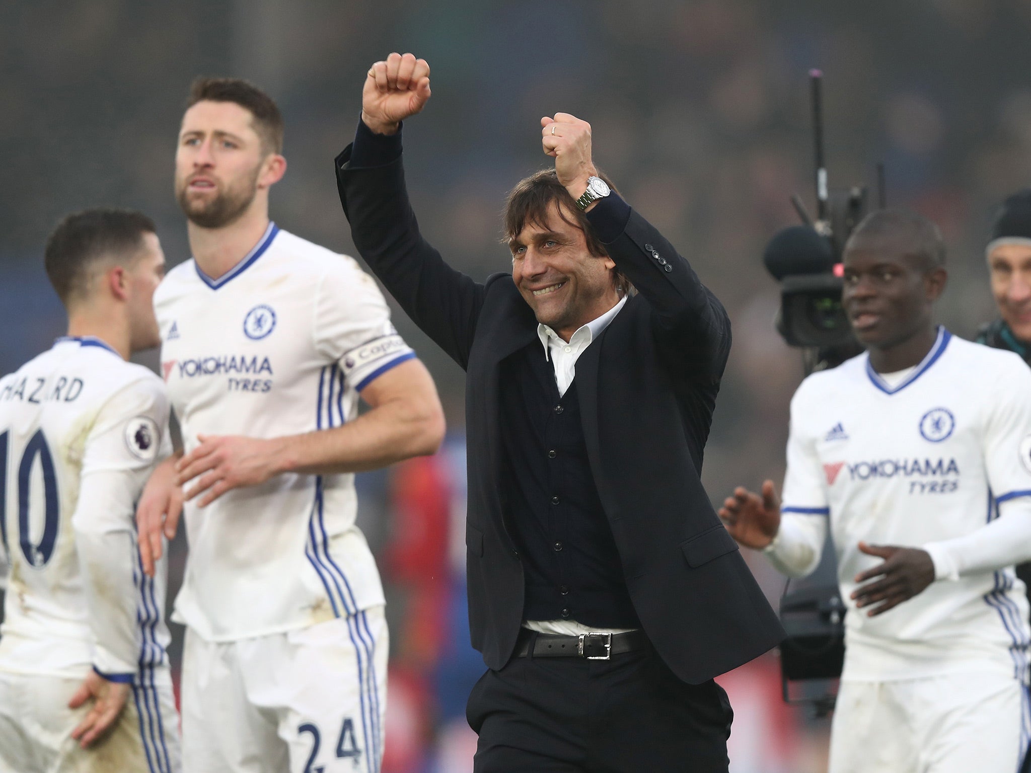 Conte saluted Chelsea's travelling support after the final whistle