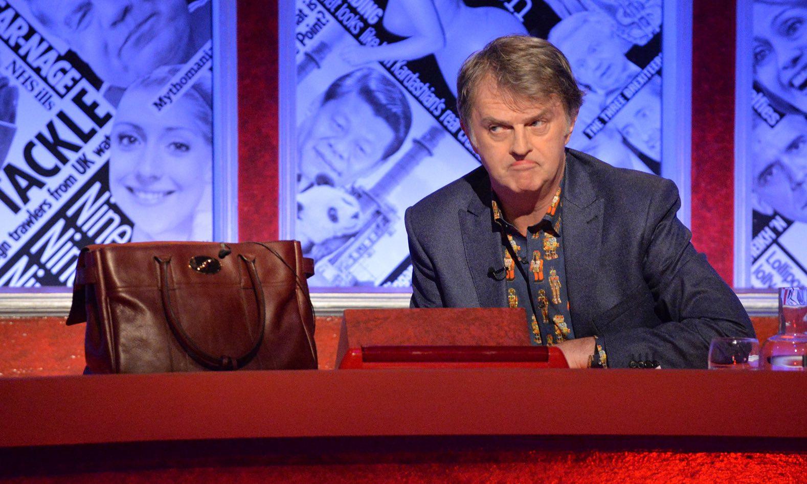 A brown leather handbag was placed next to panellist Paul Merton in Ms Morgan's place after Tory MPs criticised her for owning a designer Mulberry handbag worth some £950