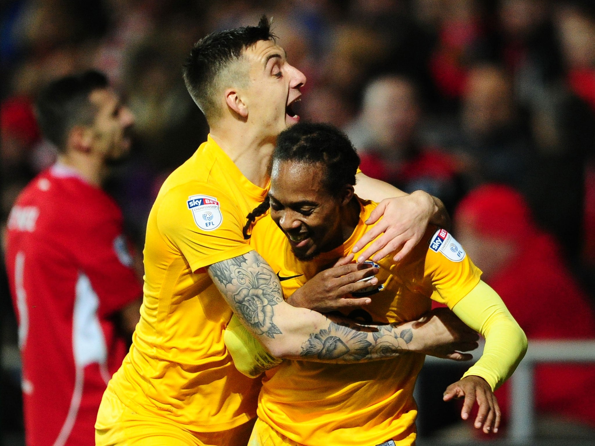 Daniel Johnson celebrates scoring for Preston North End