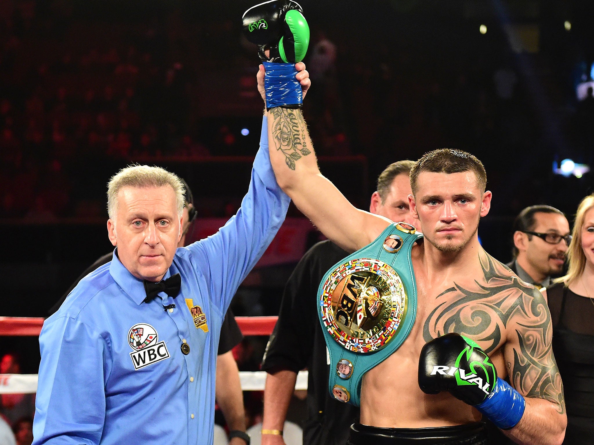 Joe Smith Jr celebrates his victory over Bernard Hopkins on Saturday night