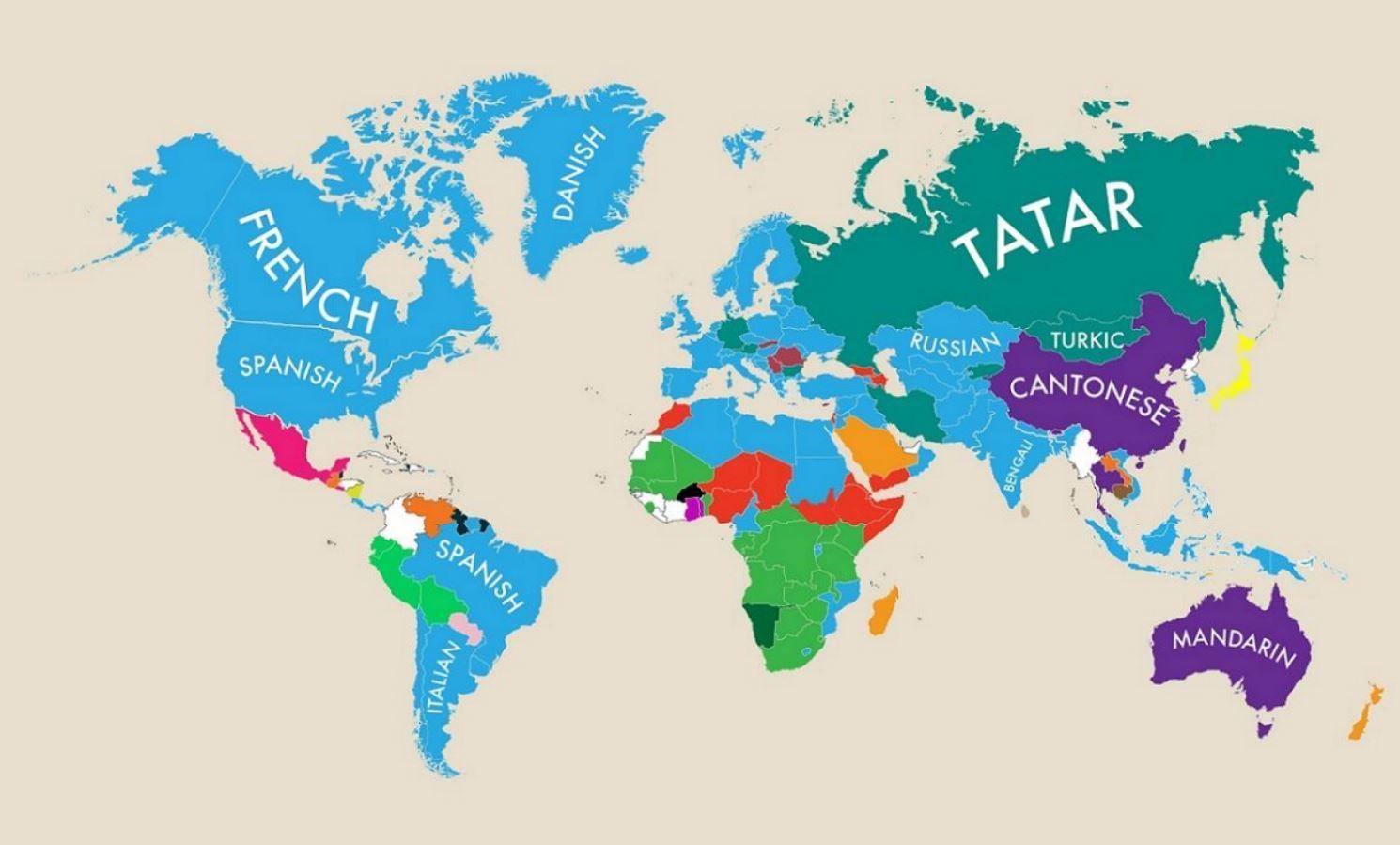 languages around the world map A Map Of The World According To Second Languages Indy100 languages around the world map