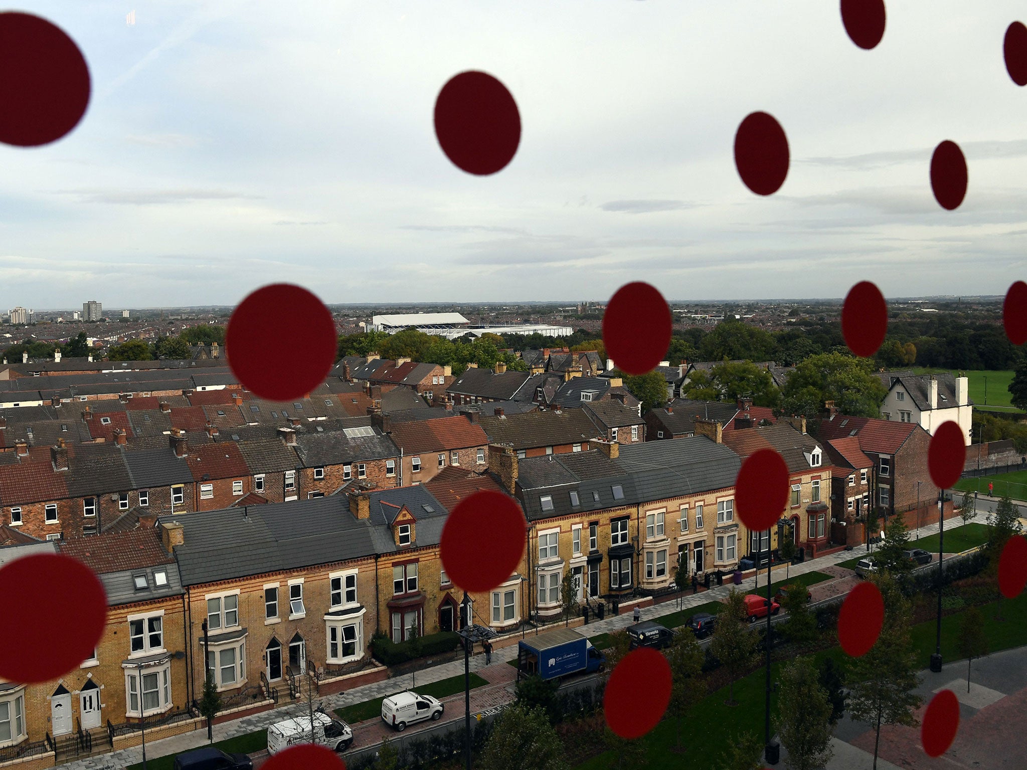 Everton's Goodison Park appears as a small blip on the Anfield radar since the new Main Stand was built