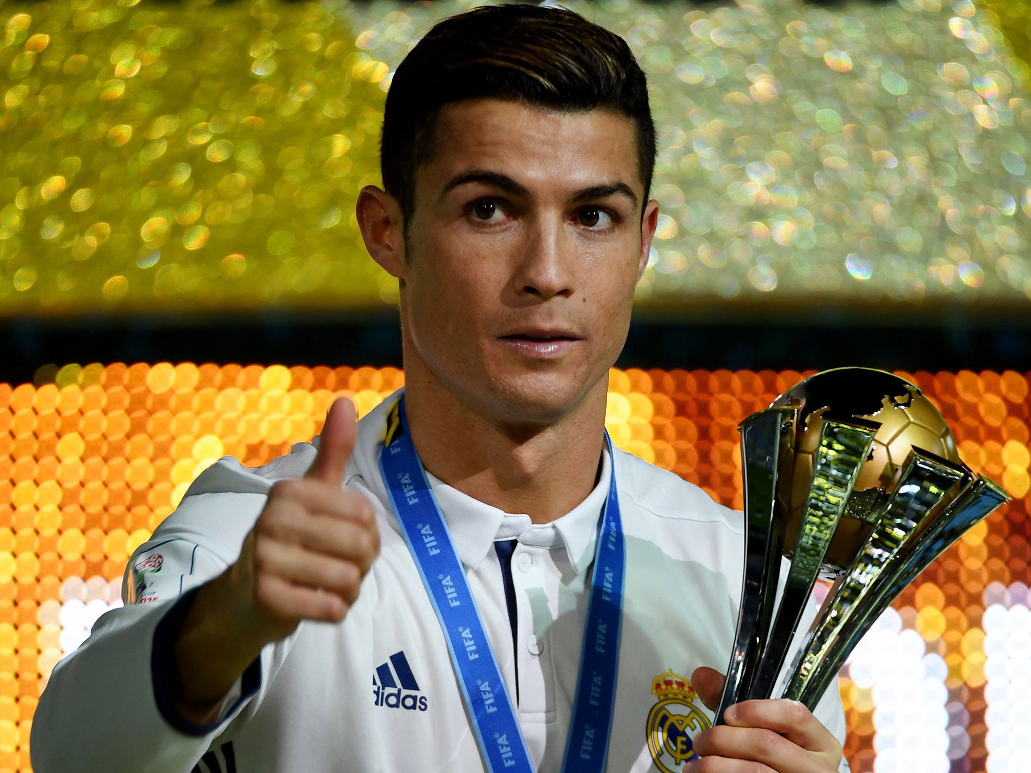 Cristiano Ronaldo celebrates winning the Fifa Club World Cup Golden Boot