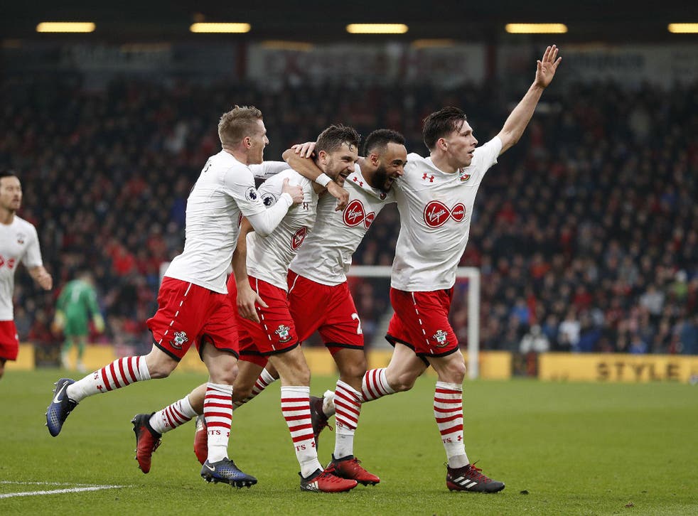 Southampton celebrate Jay Rodriguez's second goal against Bournemouth