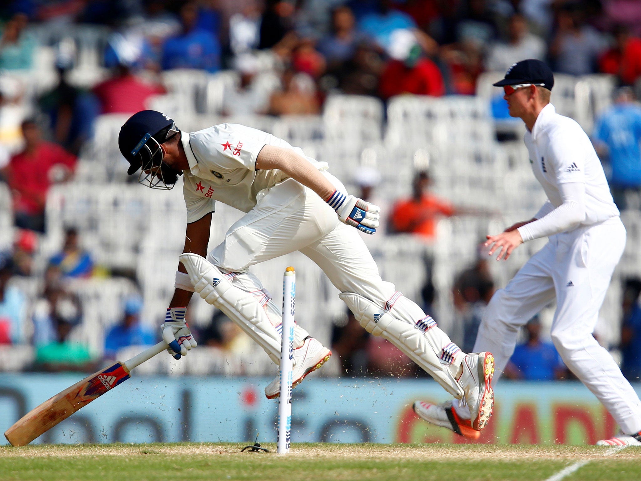 Lokesh Rahul runs between the wickets on the third day of the fifth Test