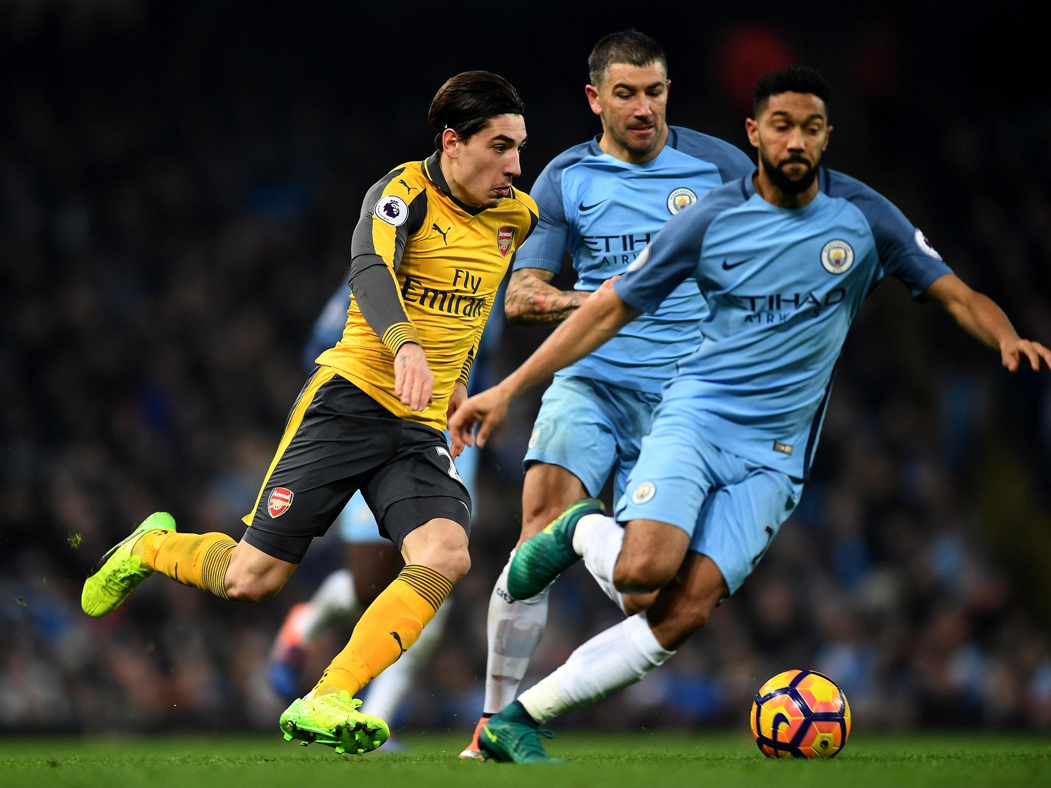 &#13;
Neville paid close attention to Bellerin's work rate in the defeat by City &#13;