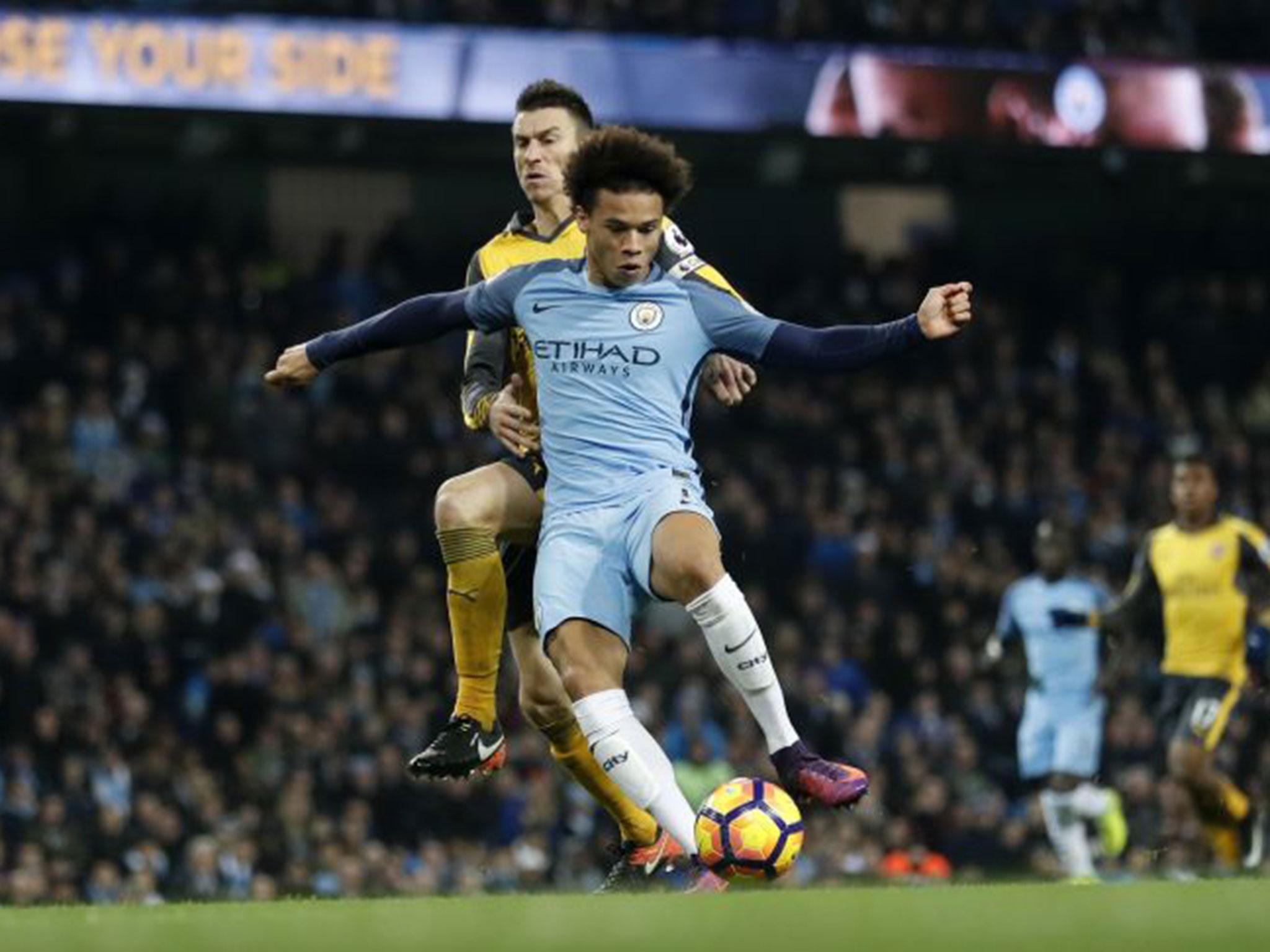 Leroy Sane scores for Manchester City to equalise against Arsenal