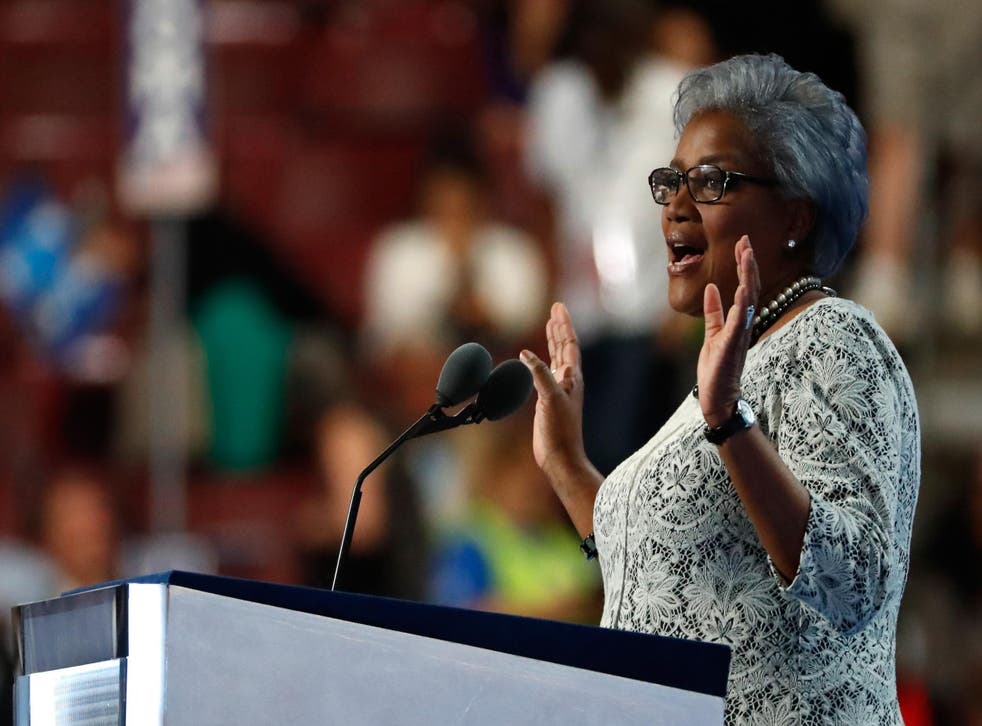 Ms Brazile speaking at the DNC convention two months after they found out their systems had been hacked