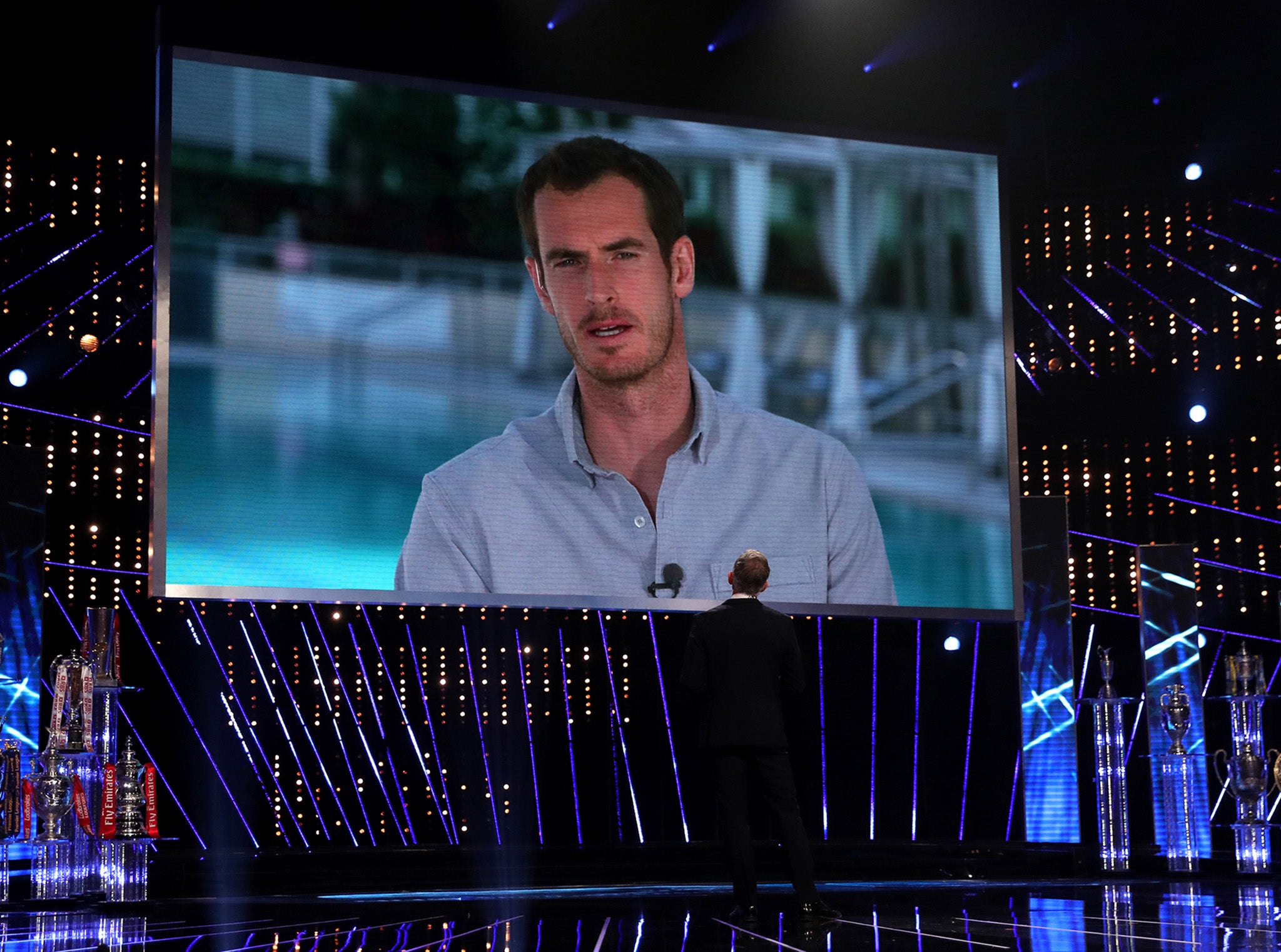 Andy Murray being interviewed via video link by Gary Linekar after winning BBC Sports Personality of the Year 2016
