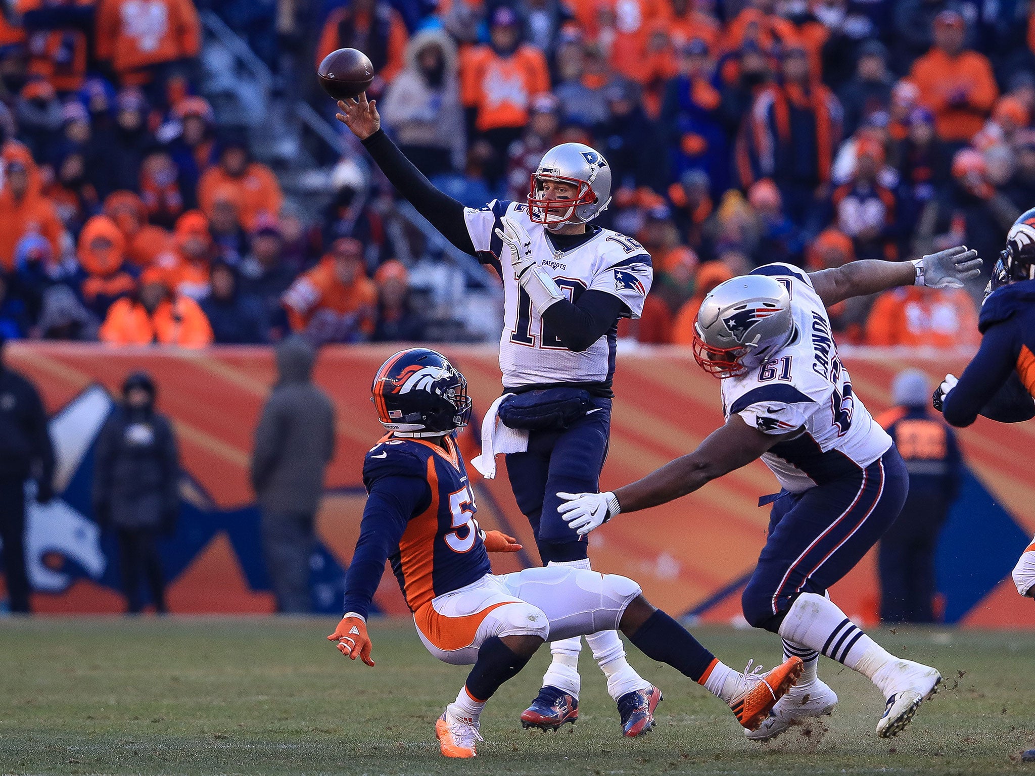 The Patriots clinched the AFC East division for the eighth consecutive year by beating the Broncos