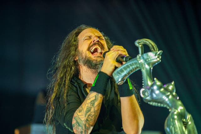 Jonathan Davis performs in Los Angeles with Korn
