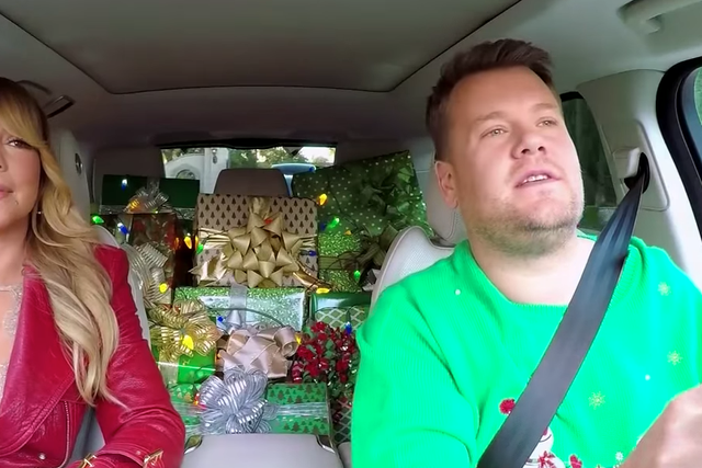 James Corden and Mariah Carey sing on a Carpool Karaoke Christmas special