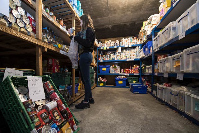 Use of food banks, such as this one in London’s Waterloo, is at record levels across the country