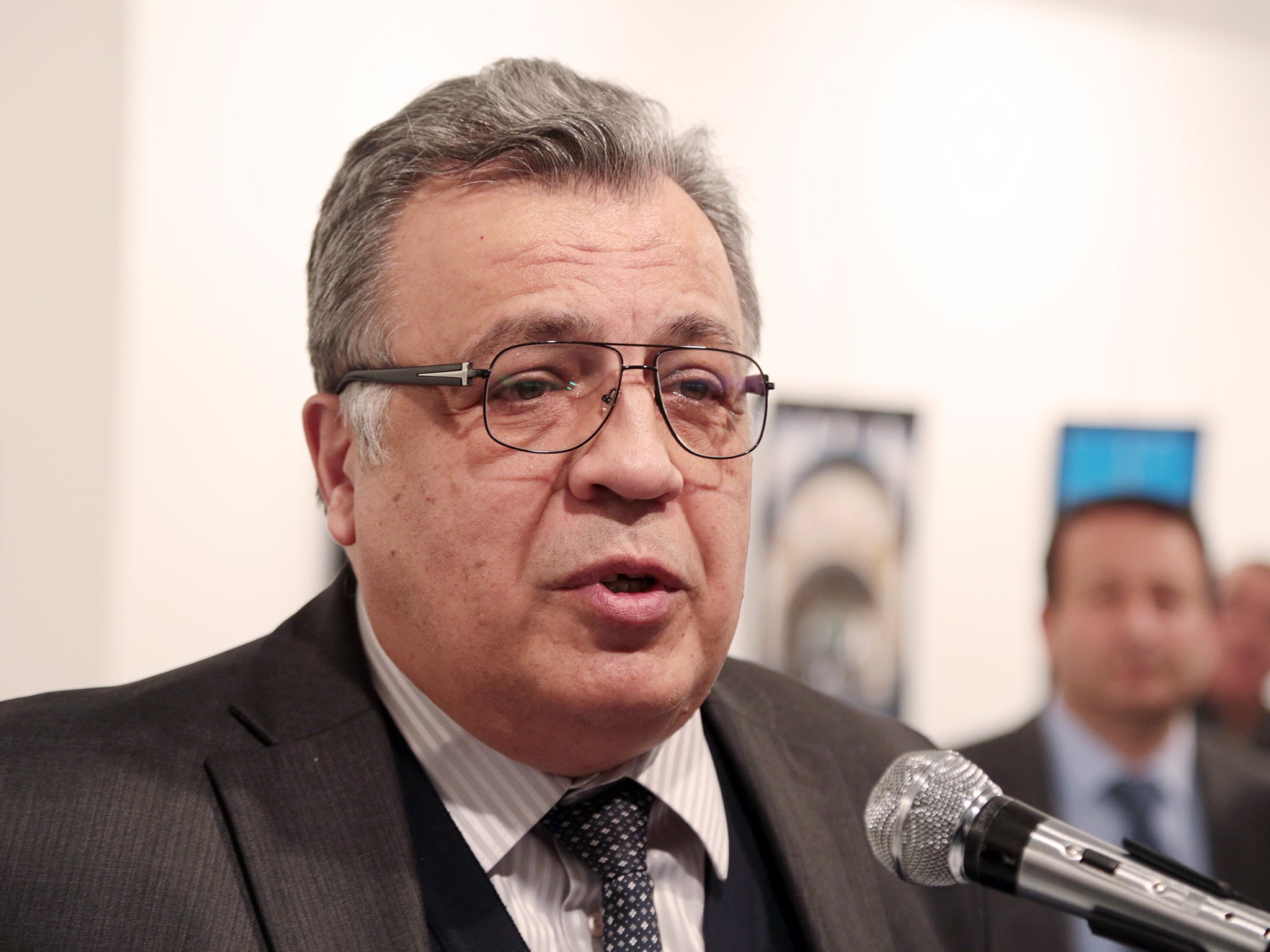 Russian Ambassador to Turkey Andrei Karlov was delivering a speech when the gunman opened fire