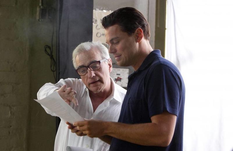 Scorsese and DiCaprio on the set of The Wolf of Wall Street