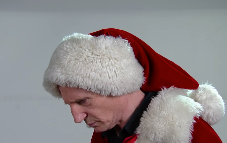 Liam Neeson auditions for shopping mall Santa Claus