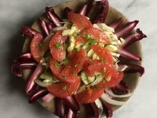 Winter salad of pink grapefruit, fennel and radicchio, recipe