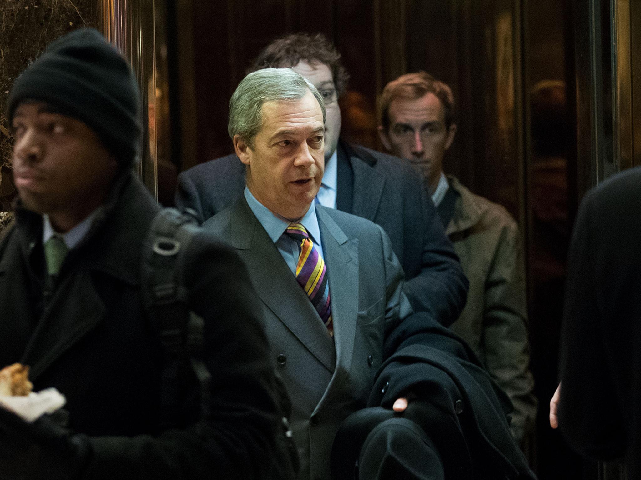 Mr Farage leaving Trump Tower after a meeting with the President-elect last month