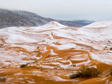 First Sahara desert snow in 40 years captured in photographs
