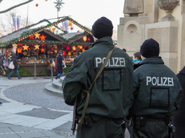 Police officers guard the Christmas Market in Stuttgart