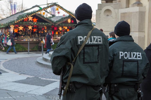Police officers guard the Christmas Market in Stuttgart