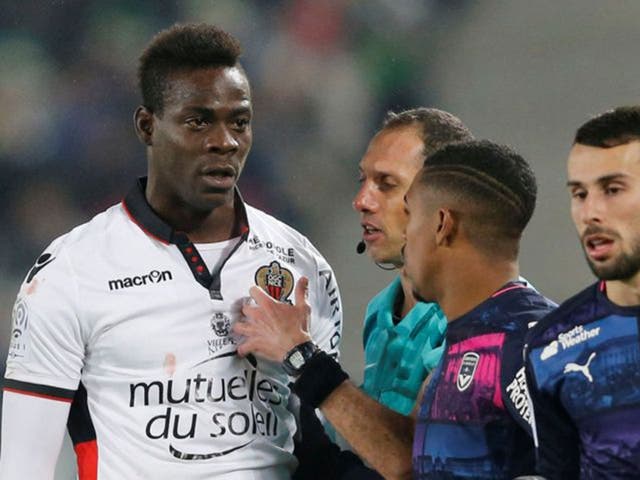 Mario Balotelli was sent-off for Nice during Wednesday's 0-0 draw with Bordeaux