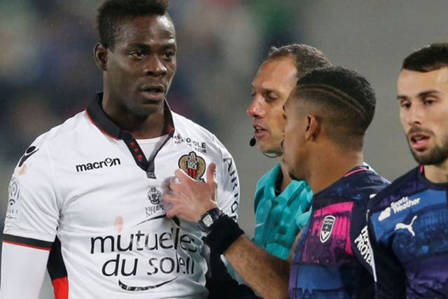 Mario Balotelli was sent-off for Nice during Wednesday's 0-0 draw with Bordeaux