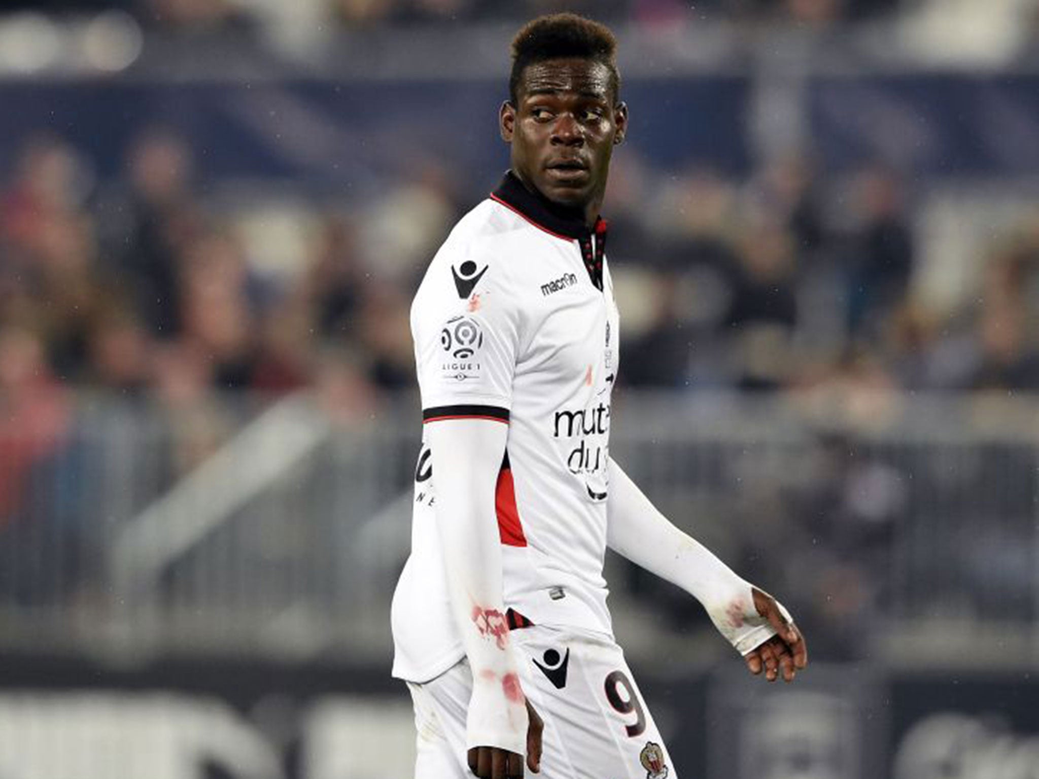 Mario Balotelli was sent-off during Nice's 0-0 draw with Bordeaux