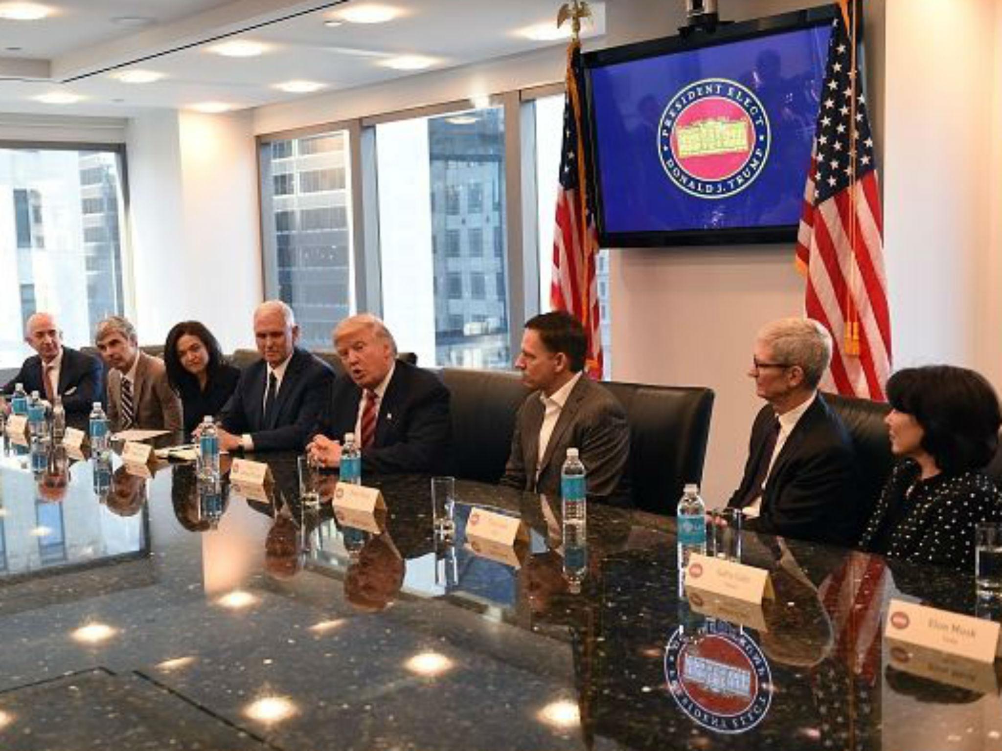 Ms Catz sitting, far right, at the tech meeting