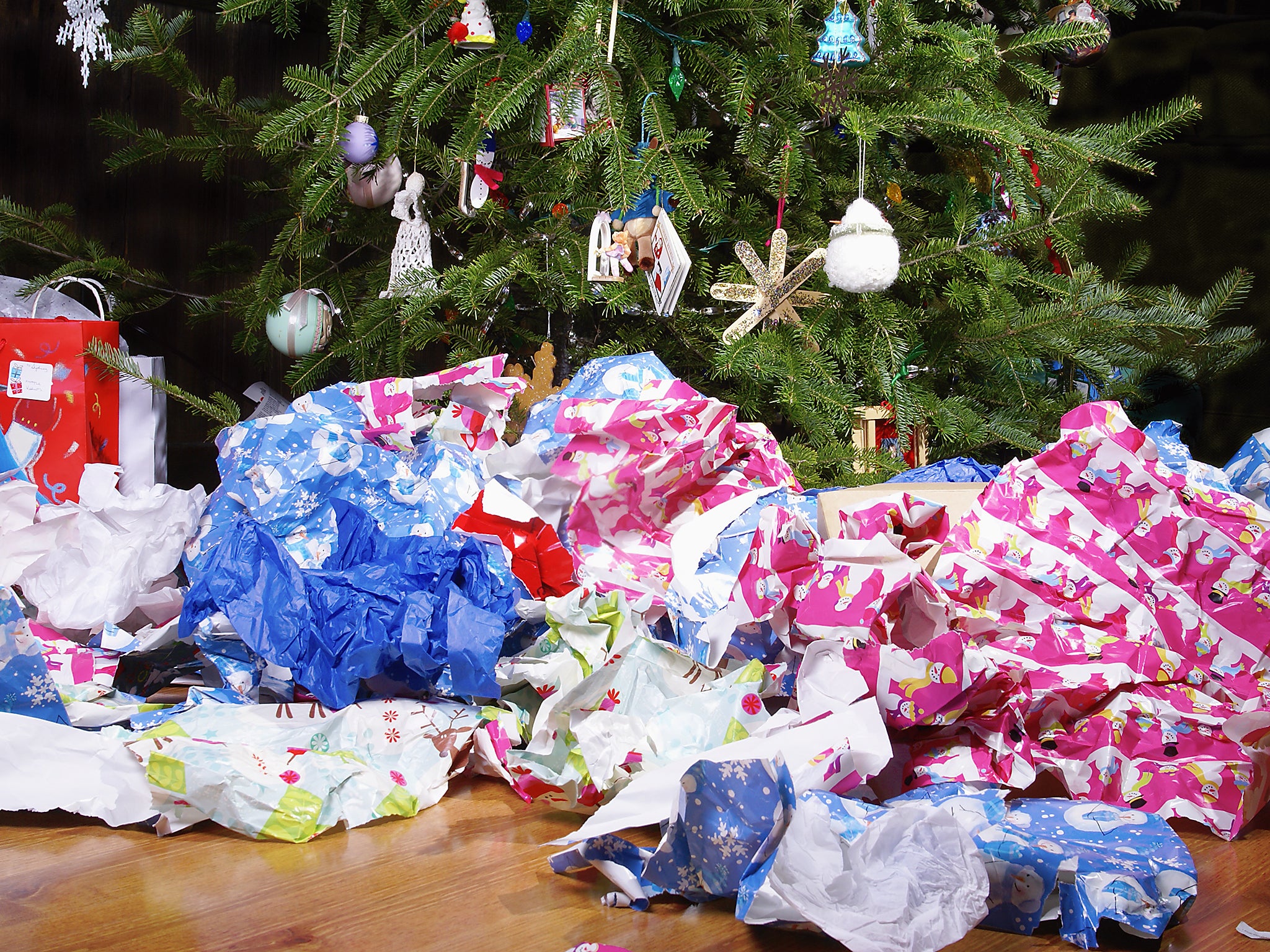 Wrapping Paper Scattered Under the Christmas Tree